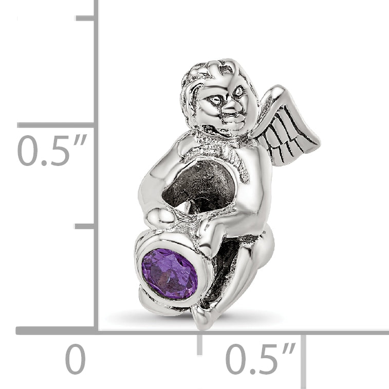 Sophia Jewelers Sterling Silver February Birthstone Bead with Purple CZ Stone