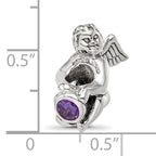 Sophia Jewelers Sterling Silver February Birthstone Bead with Purple CZ Stone