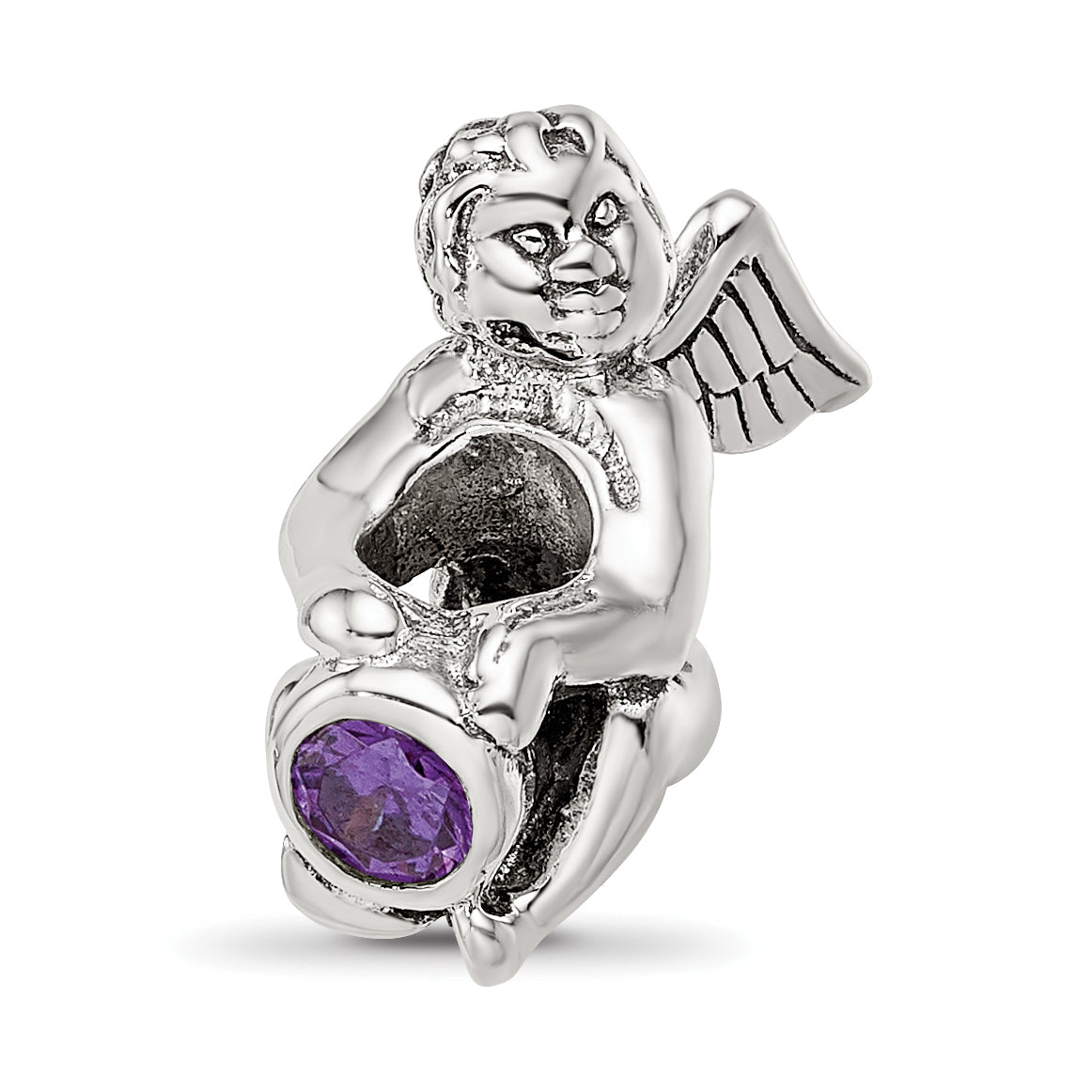 Sterling Silver Reflections February CZ Antiqued Bead Main image