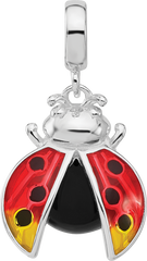 Sterling Silver Reflections Rh-plated Enameled Ladybug Dangle Bead