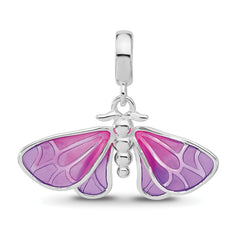 Sterling Silver Reflections Rh-plated Enameled Butterfly Dangle Bead