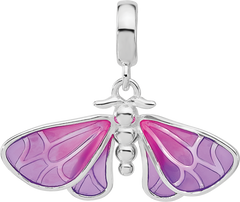 Sterling Silver Reflections Rh-plated Enameled Butterfly Dangle Bead