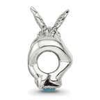 Sterling Silver March CZ Antiqued Bead with Blue Stone Essence