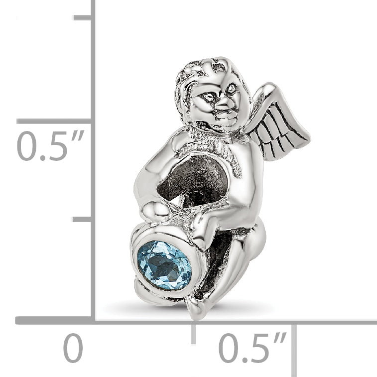 Sterling Silver Reflections March CZ Antiqued Bead