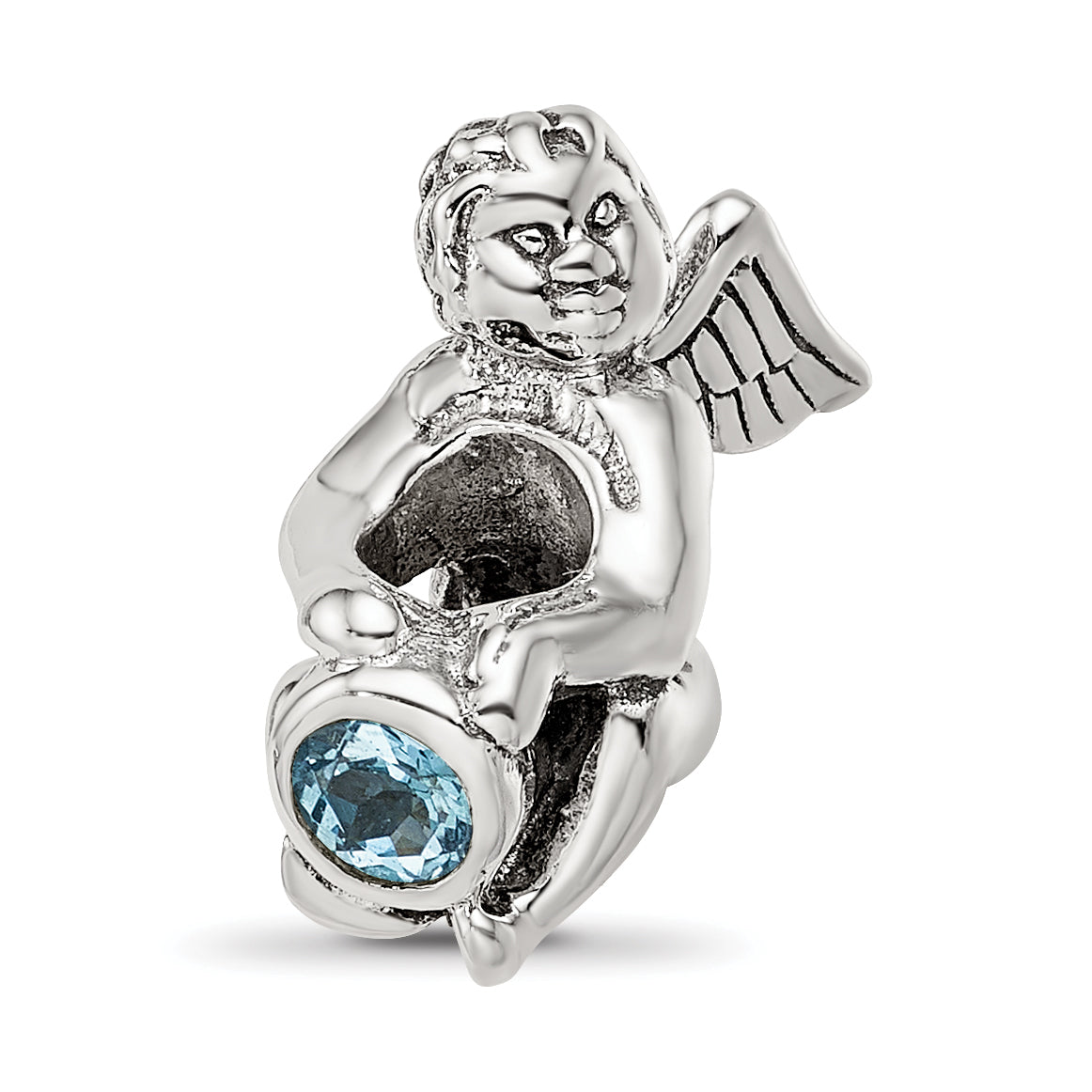 Sterling Silver Reflections March CZ Antiqued Bead Main image