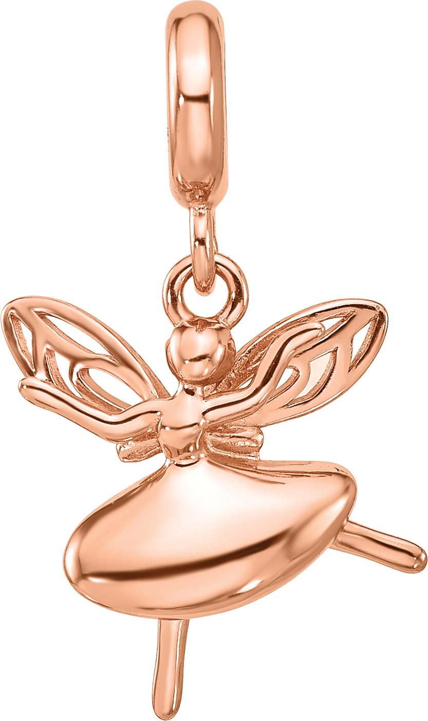 Sterling Silver Reflections Rose Gold-plated Fairy Dangle Bead