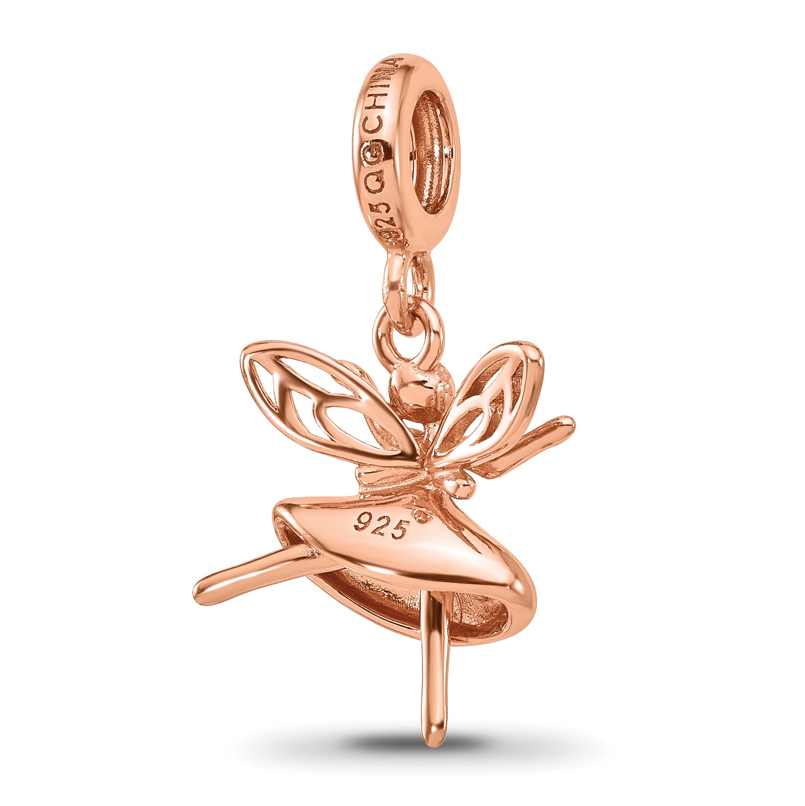 Sterling Silver Reflections Rose Gold-plated Fairy Dangle Bead