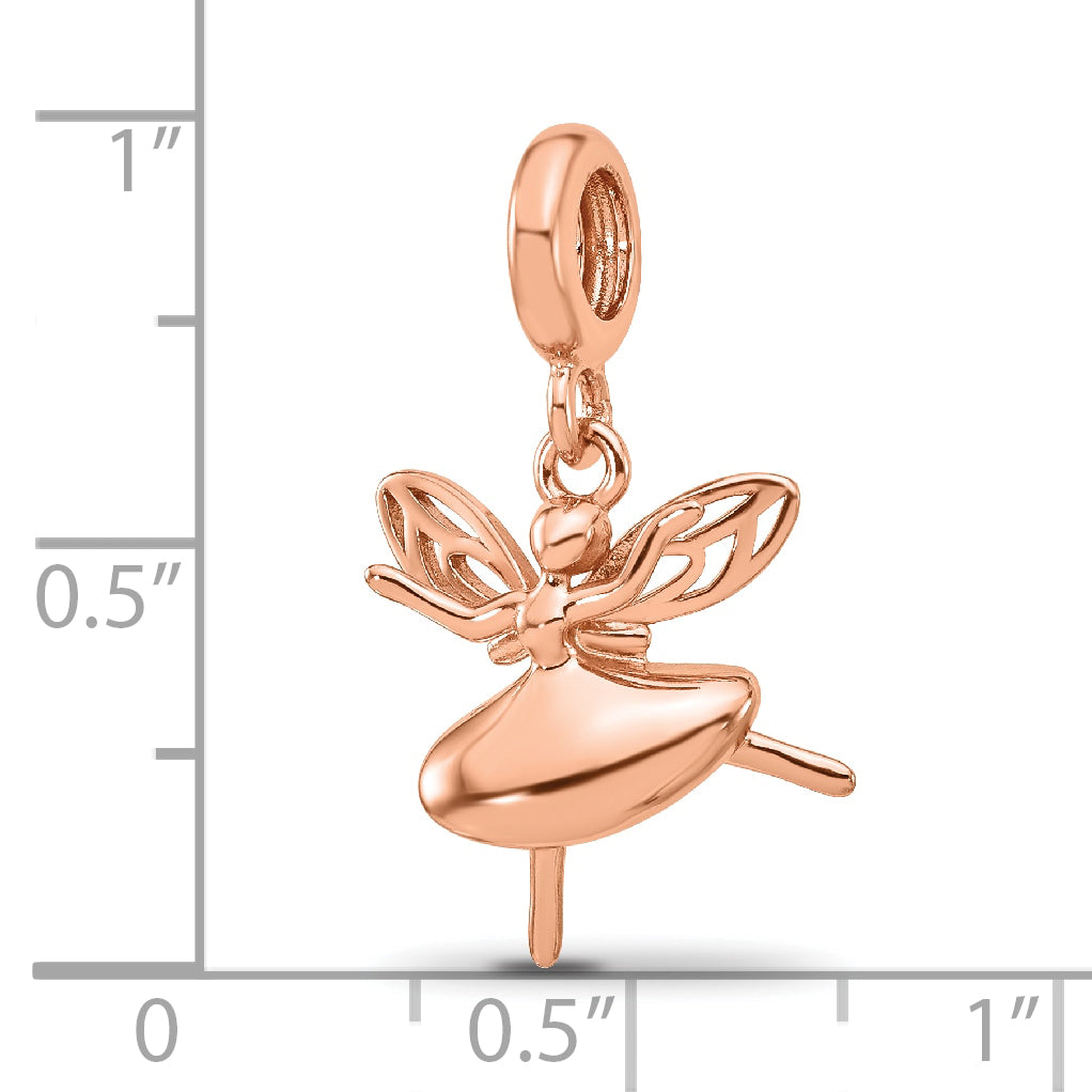 Sterling Silver Reflections Rose Gold-plated Fairy Dangle Bead