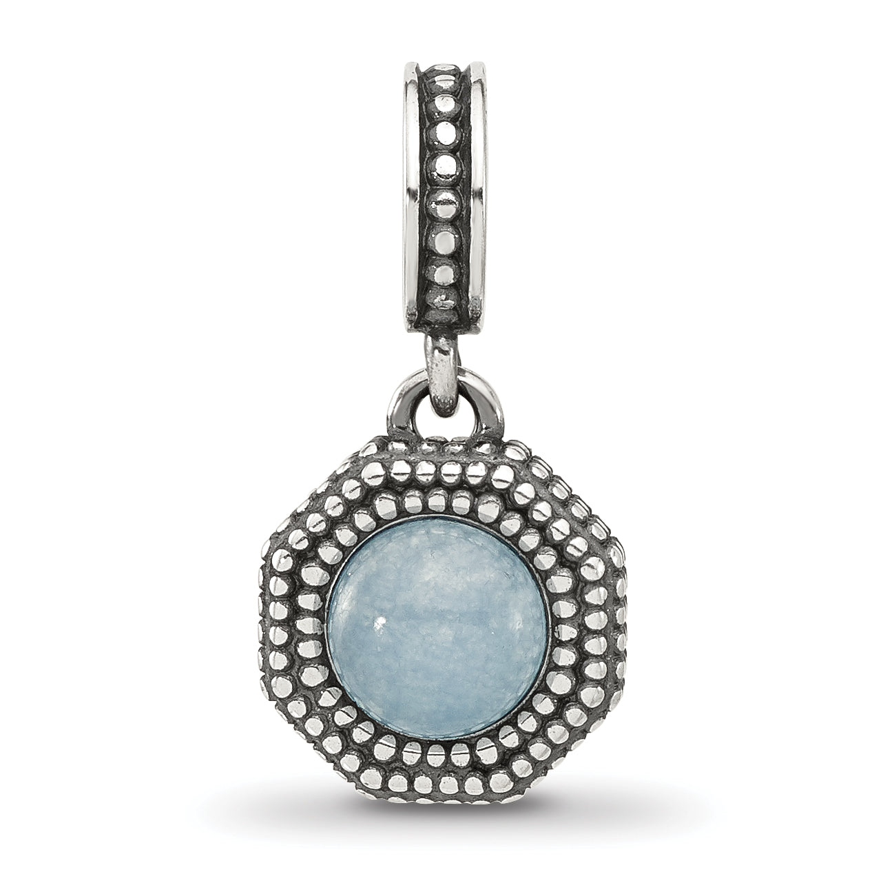 Sterling Silver Reflections Antiqued Blue Chalcedony Dangle Bead