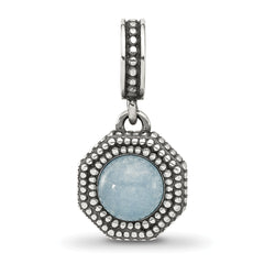 Sterling Silver Reflections Antiqued Blue Chalcedony Dangle Bead