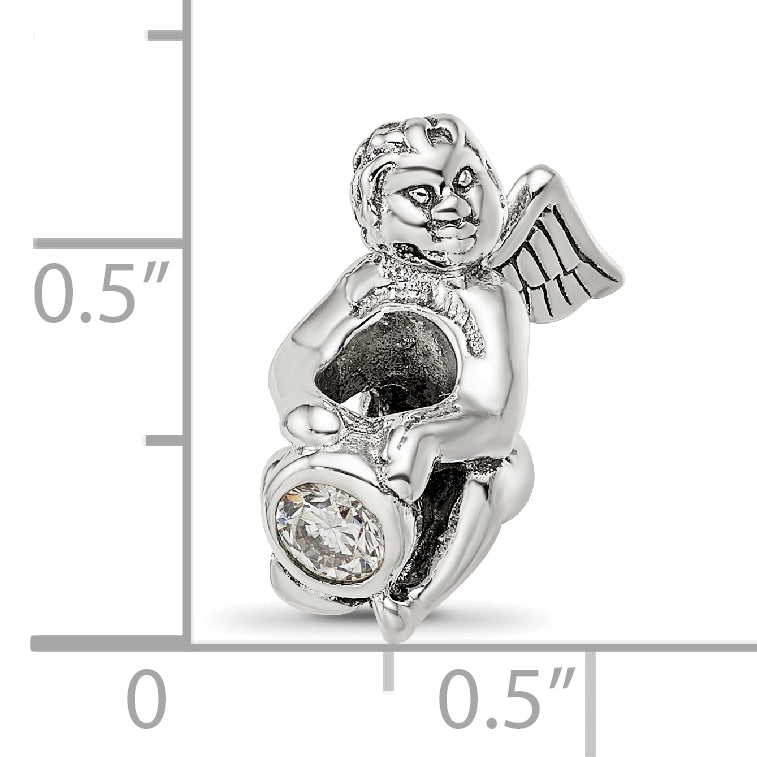 Sterling Silver Reflections April CZ Antiqued Bead