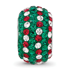 Sterling Silver Reflections RH-plated Red/Green/White Preciosa Crystal Bead