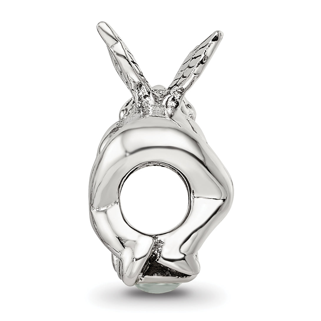 Sterling Silver 925 Antiqued June CZ Bead with Vintage Charm Secondary image