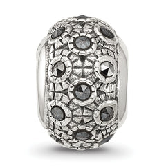 Sterling Silver Reflections Antiqued Marcasite Bead