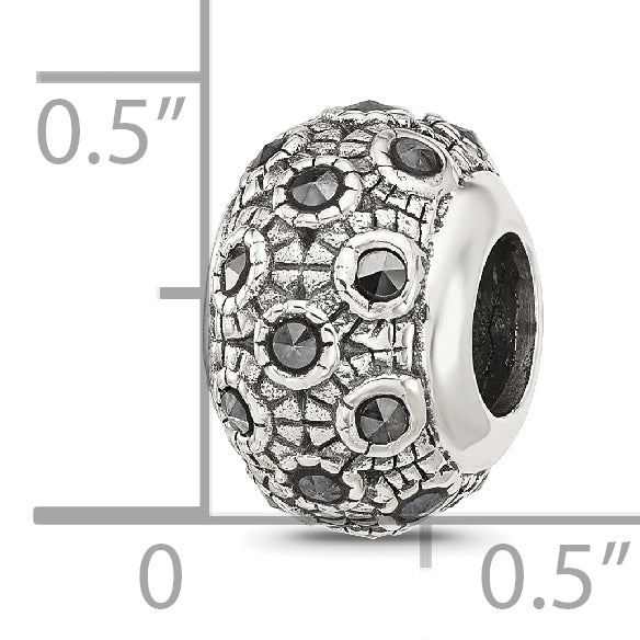 Sterling Silver Reflections Antiqued Marcasite Bead