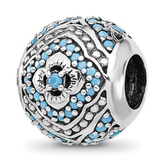 Sterling Silver Reflections Rhodium-plated Blue Nano Crystal Bead