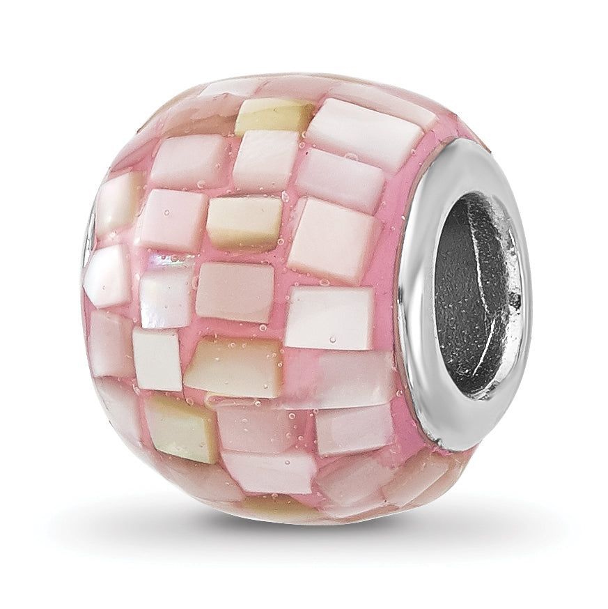 Sterling Silver Reflections Rhodium-plated Pink Mother Of Pearl Bead
