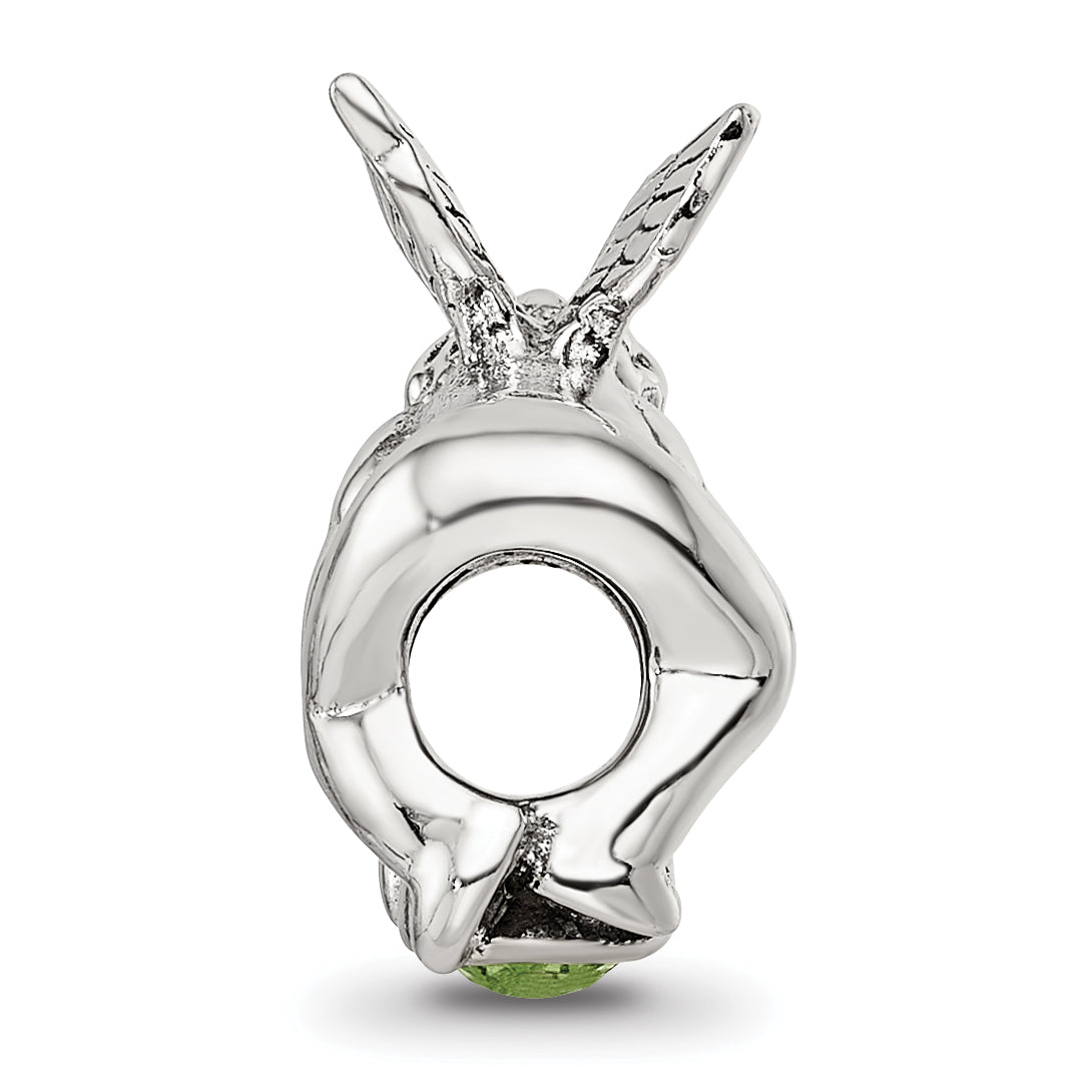 Sterling Silver 925 Antiqued August Green CZ Bead Elegant Birthstone Charm