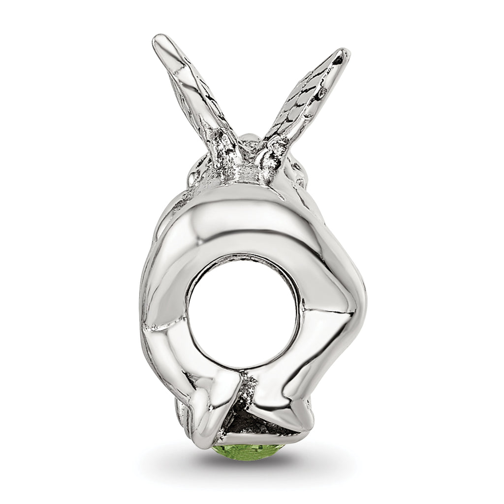Sterling Silver 925 Antiqued August Green CZ Bead Elegant Birthstone Charm