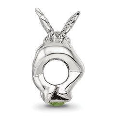 Sterling Silver 925 Antiqued August Green CZ Bead Elegant Birthstone Charm