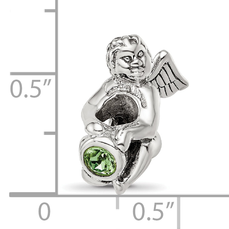 Sterling Silver 925 Antiqued August Green CZ Bead Elegant Birthstone Charm