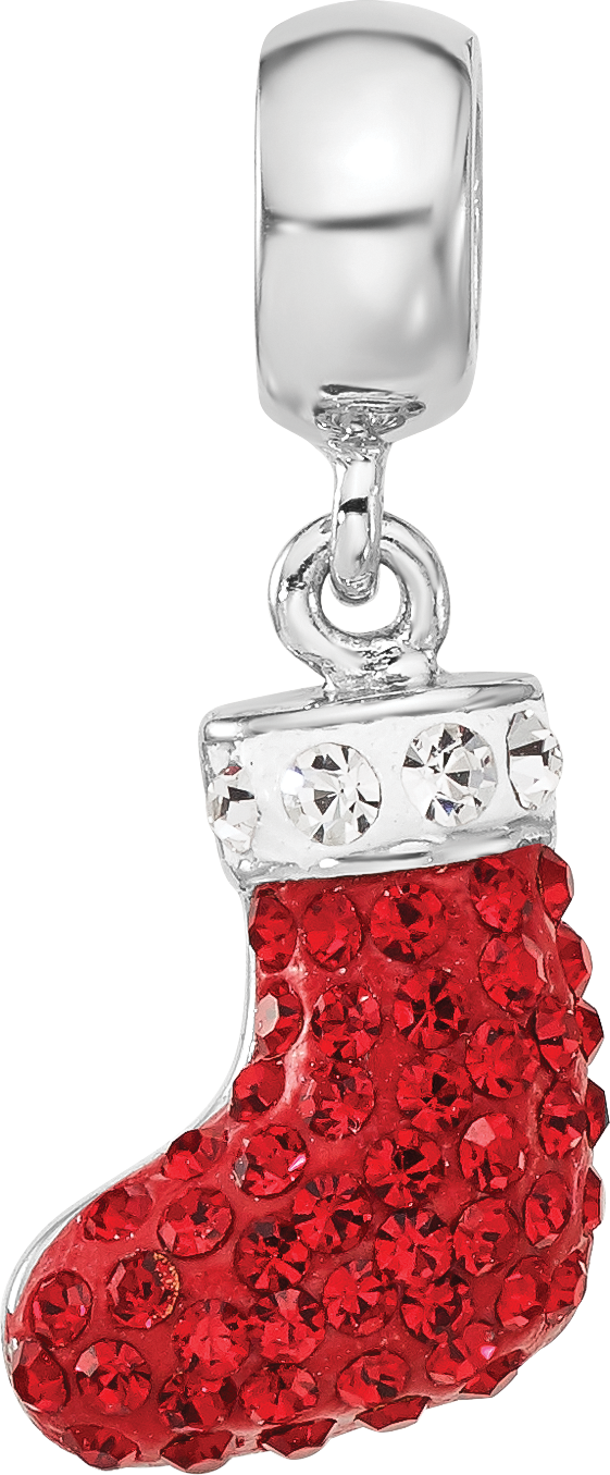 Sterling Silver Reflections RH-plated Christmas Stocking Preciosa Crystal B