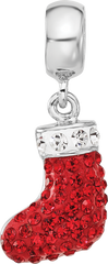 Sterling Silver Reflections RH-plated Christmas Stocking Preciosa Crystal B