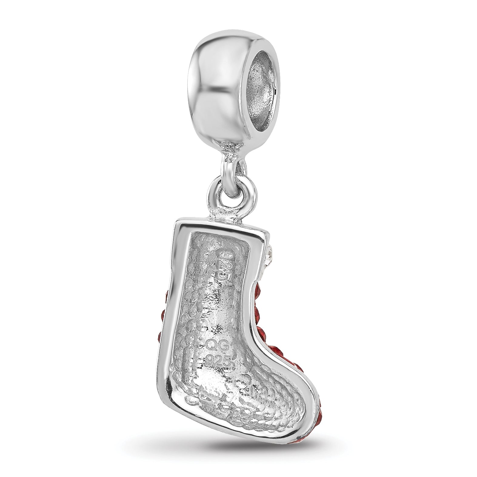 Sterling Silver Reflections RH-plated Christmas Stocking Preciosa Crystal B