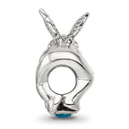 Sterling Silver 925 Antiqued Bead with Blue CZ Stone Elegant Casted Design
