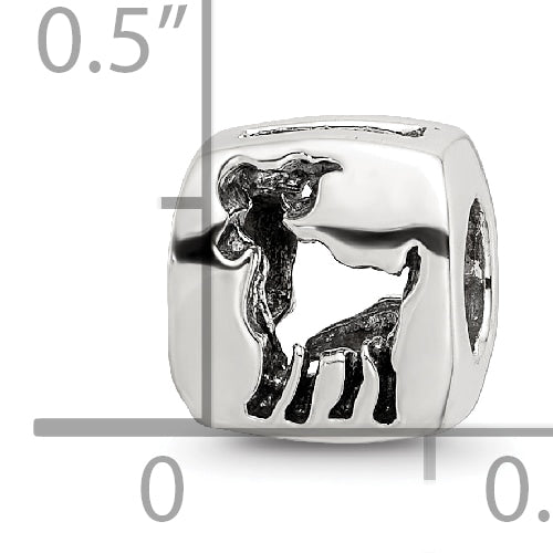 Sterling Silver 925 Aries Zodiac Bead with Antiqued Finish Elegant Boutique Charm