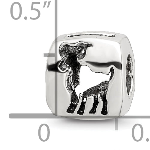 Sterling Silver Reflections Aries Zodiac Antiqued Bead