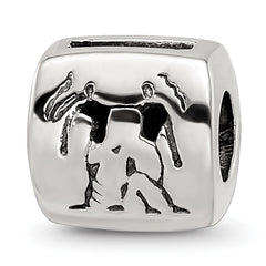 Sterling Silver Reflections Gemini Zodiac Antiqued Bead