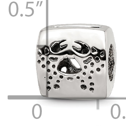 Sterling Silver Reflections Cancer Zodiac Antiqued Bead