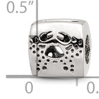 Sterling Silver 925 Cancer Zodiac Bead with Antiqued Finish Themed and Solid