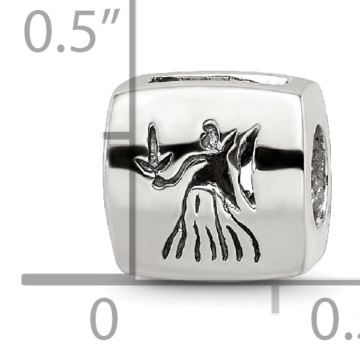 Sterling Silver 925 Virgo Zodiac Bead with Antiqued Finish Solid