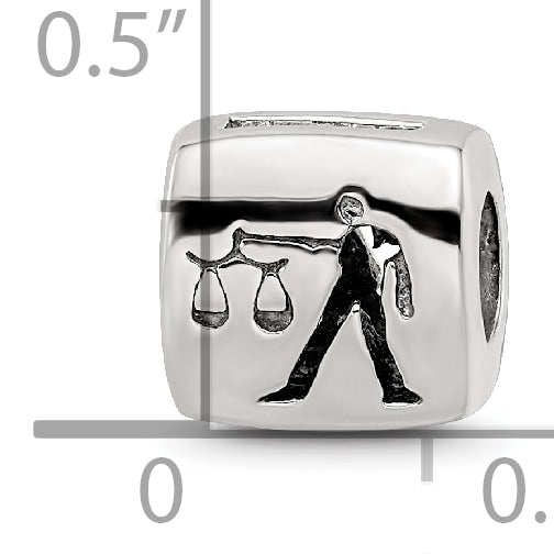 Sterling Silver 925 Libra Zodiac Bead with Antiqued Finish