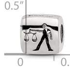 Sterling Silver 925 Libra Zodiac Bead with Antiqued Finish