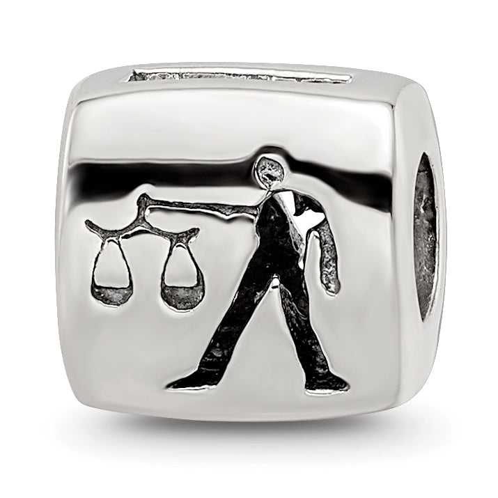 Sterling Silver Reflections Libra Zodiac Antiqued Bead Main image