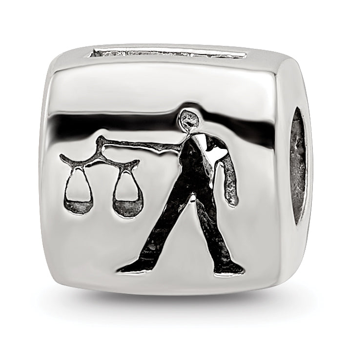 Sterling Silver Reflections Libra Zodiac Antiqued Bead