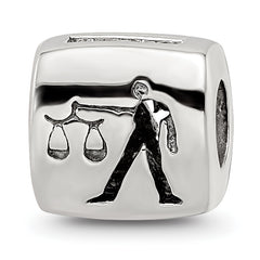 Sterling Silver Reflections Libra Zodiac Antiqued Bead