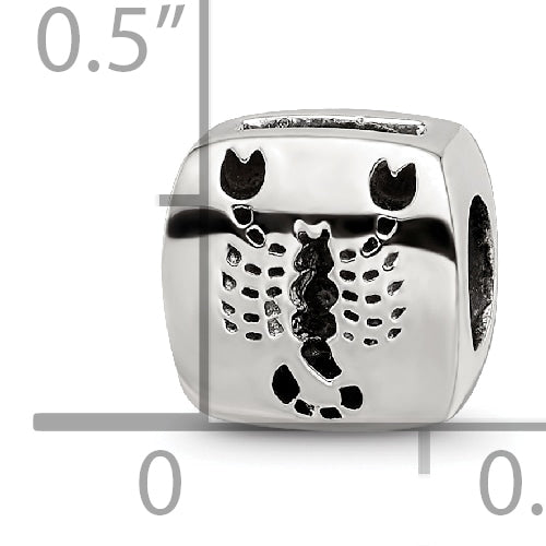 Sterling Silver 925 Scorpio Zodiac Bead with Antiqued Finish and Cast Design