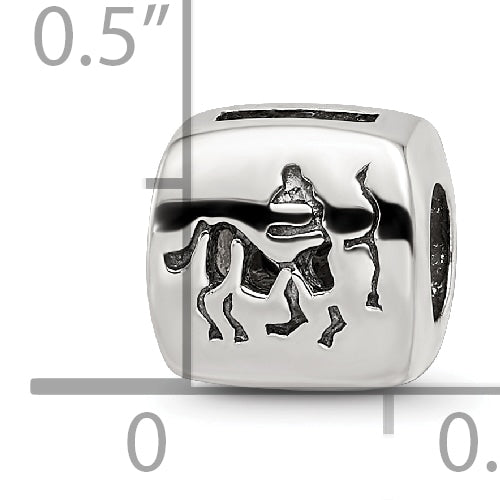 Sterling Silver 925 Sagittarius Zodiac Bead with Antiqued Finish  Personalized Charm for Bracelets