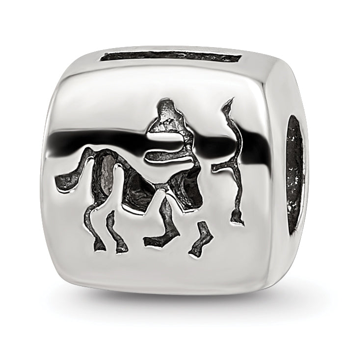Sterling Silver Reflections Sagittarius Zodiac Antiqued Bead