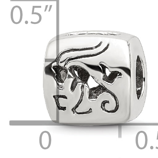 Sterling Silver 925 Capricorn Zodiac Bead with Antiqued Finish Vintage Inspired Design