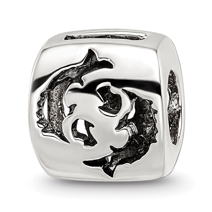 Sterling Silver Reflections Pisces Zodiac Antiqued Bead Main image