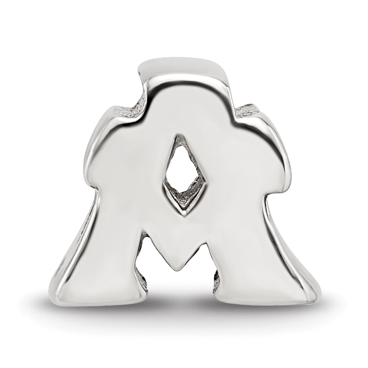 Sterling Silver 925 Letter A Bead with Polished Solid Design, Gift-Ready and Versatile