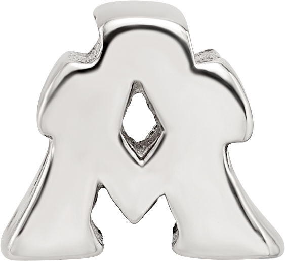 Sterling Silver 925 Letter A Bead with Polished Solid Design, Gift-Ready and Versatile