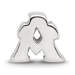 Sterling Silver 925 Letter A Bead with Polished Solid Design, Gift-Ready and Versatile