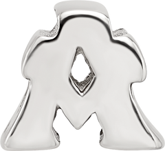 Sterling Silver 925 Letter A Bead with Polished Solid Design, Gift-Ready and Versatile