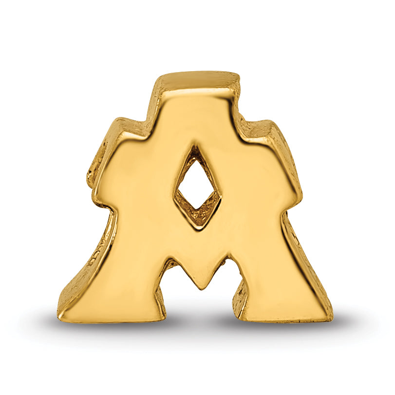 Sterling Silver Gold-Plated Letter A Bead with Polished Finish  Customizable and Durable Charm